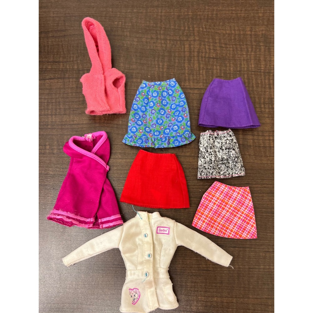 Vintage Barbie Doll Clothing Lot Skirts Dress Vest Lab Coat Pet Vet Mattel 8 Pc